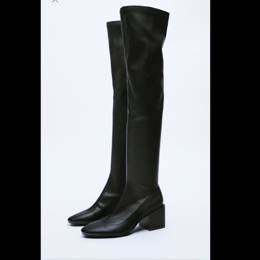 ZARA Women's Over the Knee Boots black block heel 5.5 Whimsigoth festival
fairy
